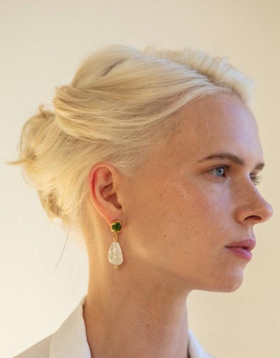  클레드 이어링 빔 진주 귀걸이