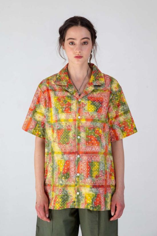  Graphia New York 셔츠 그라피아 뉴욕 데시 반팔 캠프 칼라 셔츠 레드/바틱 반다나 프린트