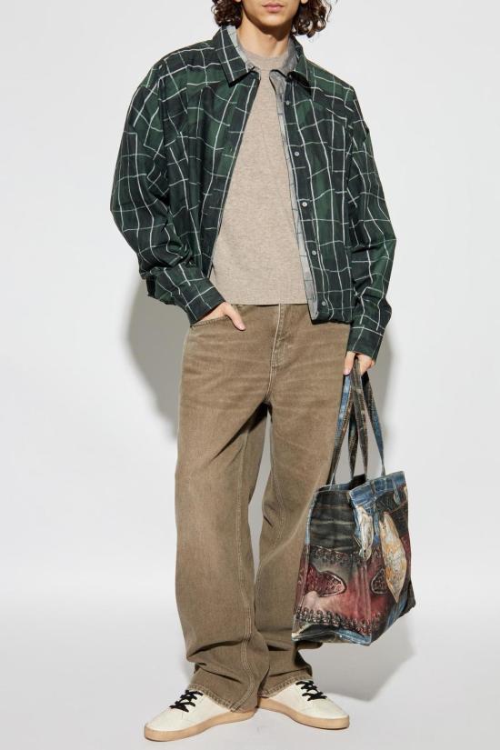  아크네 스튜디오 스웨터 로고 울 , 드른 그레이지 멜란지 - ACNE STUDIOS