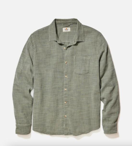  Marine Layer 긴팔 셔츠 마린 레이어 스트레치 셀비지  인디아 잉크/아가베 네이비 스트라이프 - OTHER BRANDS