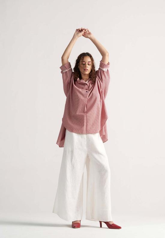  IKKIVI 셔츠 이키비 체크메이트 레트로 레드 체크 셔츠 - IKKIVI