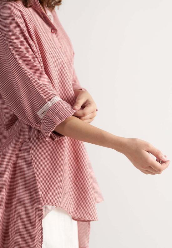  IKKIVI 셔츠 이키비 체크메이트 레트로 레드 체크 셔츠 - IKKIVI