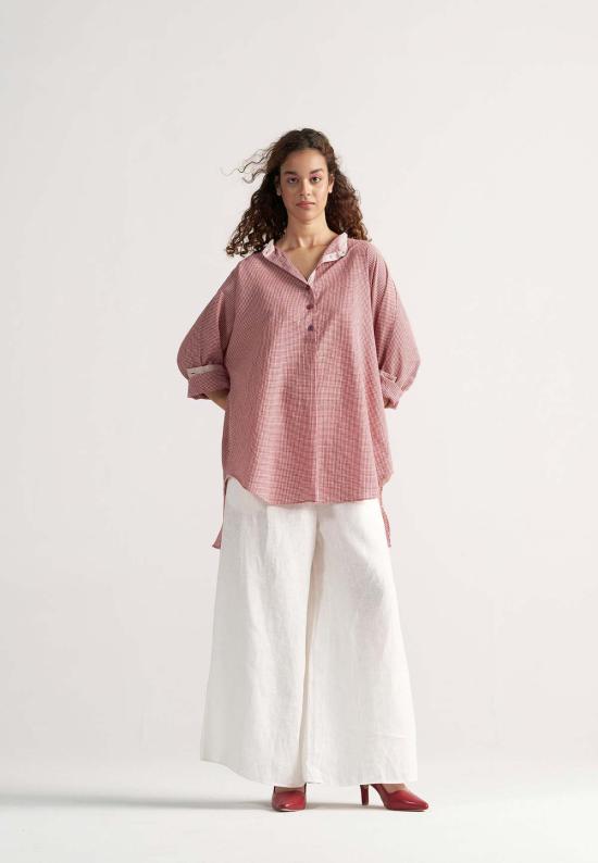  IKKIVI 셔츠 이키비 체크메이트 레트로 레드 체크 셔츠