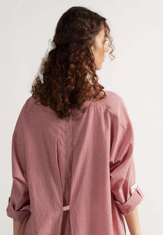  IKKIVI 셔츠 이키비 체크메이트 레트로 레드 체크 셔츠 - IKKIVI