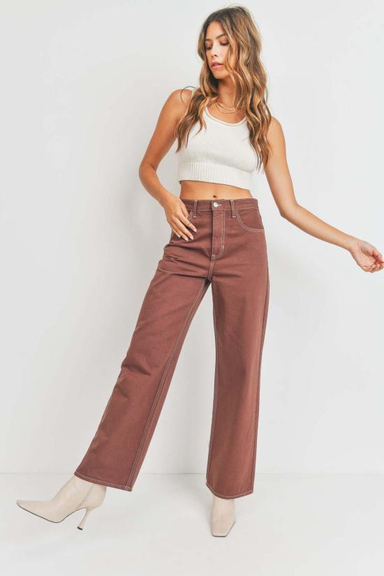  저스트 블랙 데님 데님 팬츠 레트로 스트레이트 진 - JUST BLACK DENIM