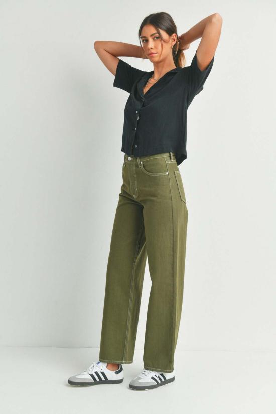  저스트 블랙 데님 데님 팬츠 레트로 스트레이트 진 - JUST BLACK DENIM