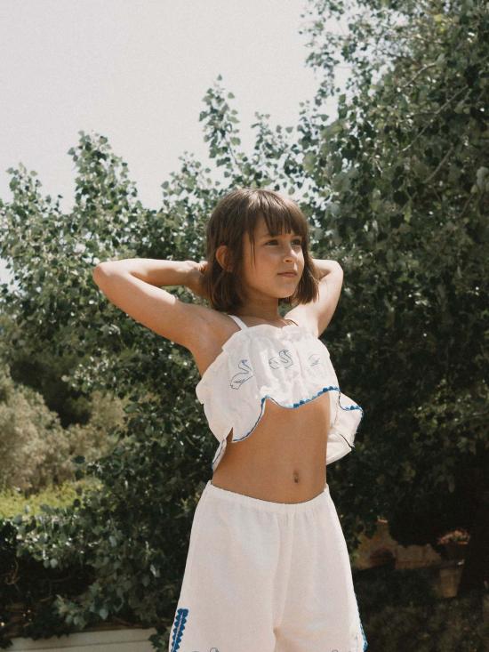  [키즈] 타이니코튼 티셔츠 키즈  스완 리본 린넨 - TINYCOTTONS