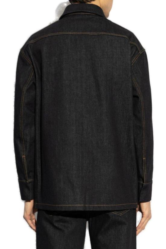  펜디 데님 자켓 로고 자수 데님 재킷 블루 - FENDI