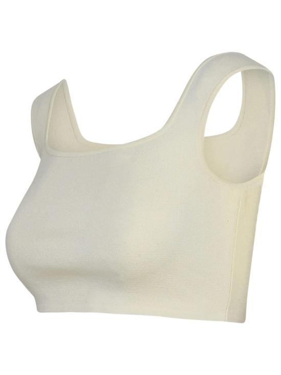  막스마라 민소매 티셔츠 아이보리 코튼 라이트닝  화이트 - MAX MARA