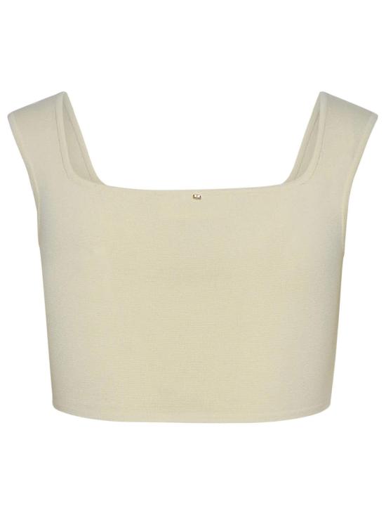  막스마라 민소매 티셔츠 아이보리 코튼 라이트닝  화이트 - MAX MARA