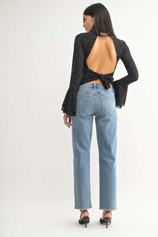  저스트 블랙 데님 데님 팬츠 미드라이즈 스트레이트 진 라이트 데님 - JUST BLACK DENIM