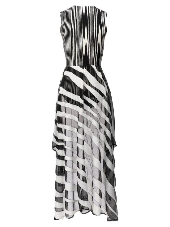  미소니 바디수트 티셔츠 미쏘니 트레이 패턴 바디수트 화이트/블랙 - MISSONI