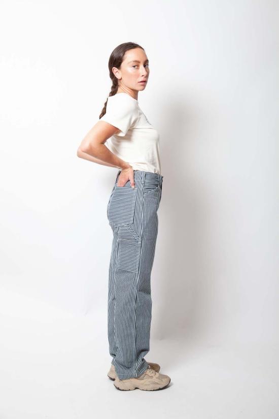  그래블 앤 골드 데님 팬츠 자갈 & 금색 페인트공 바지 지휘자 줄무늬 - GRAVEL & GOLD