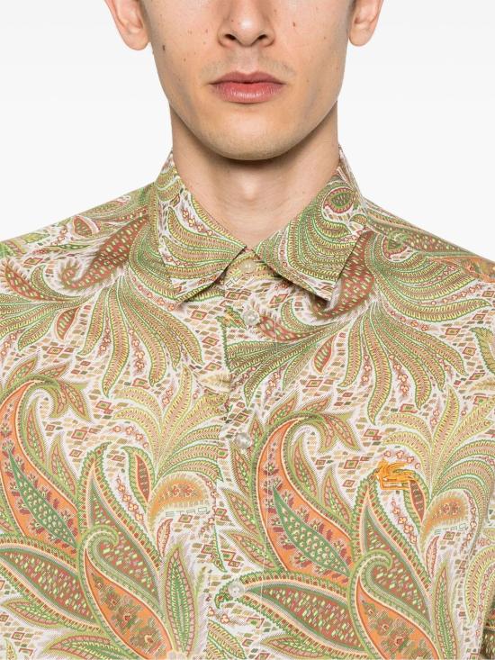  에트로 반팔 셔츠 셔츠 그린 - ETRO