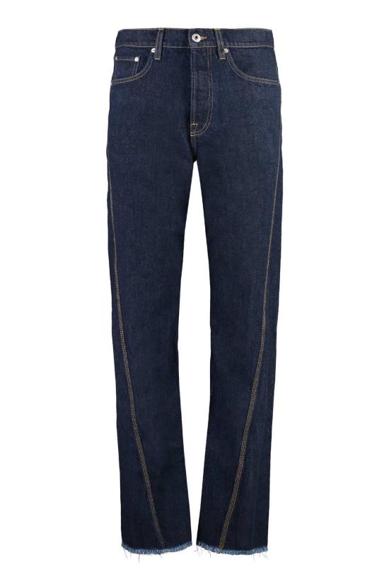  랑방 데님 팬츠 5포켓 스트레이트 레그 진 네이비 블루