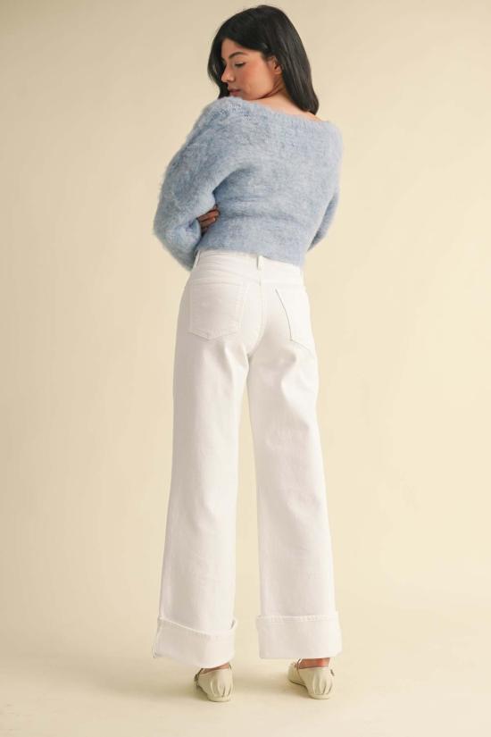  저스트 블랙 데님 데님 팬츠 커프스 팔라초 다크 데님 - JUST BLACK DENIM