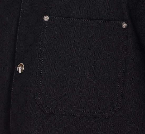  구찌 데님 팬츠 GG 자카드 데님 셔츠 블랙 - GUCCI