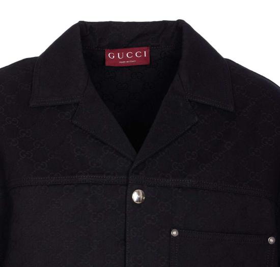  구찌 데님 팬츠 GG 자카드 데님 셔츠 블랙 - GUCCI