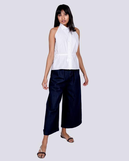  베이스레인지 민소매 티셔츠 앞치마 셔츠 화이트