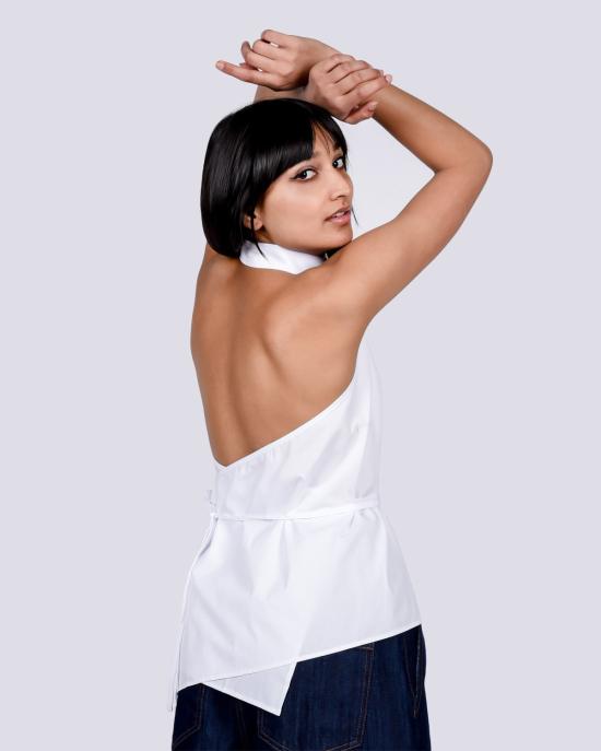  베이스레인지 민소매 티셔츠 앞치마 셔츠 화이트 - BASERANGE