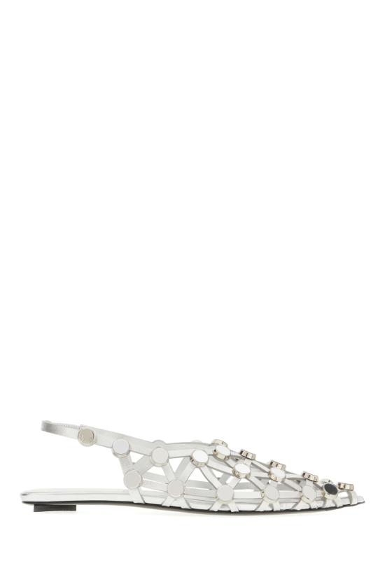  디 아티코 플랫 슈즈 아티코 실버 나파 가죽 그리드 발레리나 실버