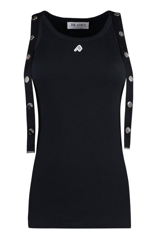  디 아티코 민소매 티셔츠 아티코 로고 코튼 탱크탑 블랙