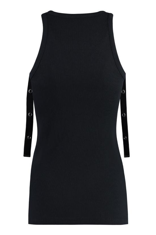  디 아티코 민소매 티셔츠 아티코 로고 코튼 탱크탑 블랙 - THE ATTICO