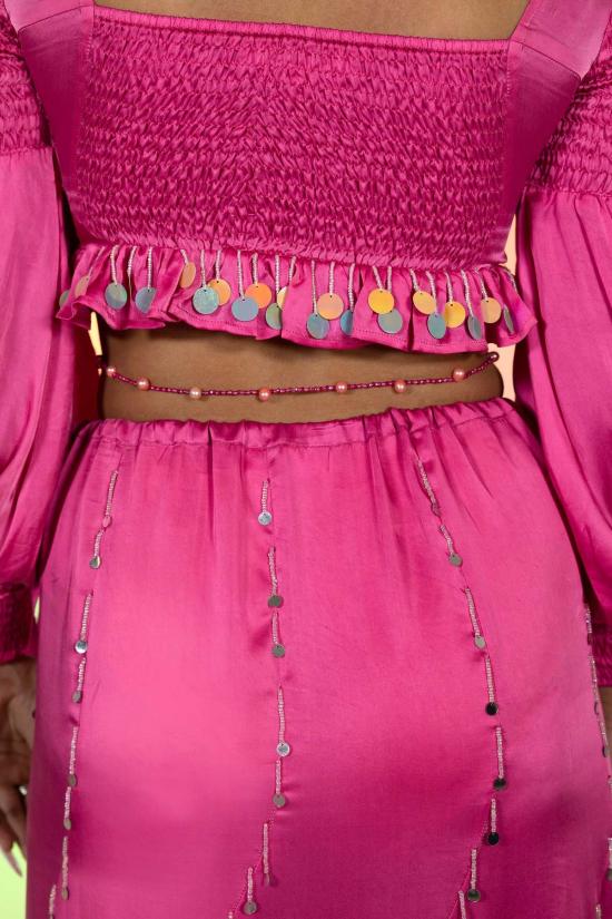  아바카시 목걸이/팬던트 고양이 요람 진주 체인 핑크 - ABACAXI