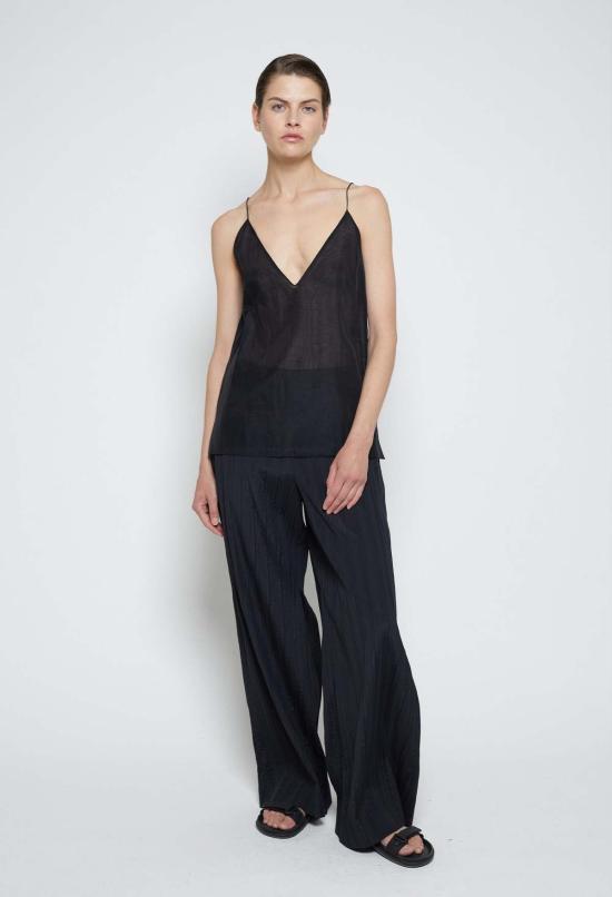  율리아 옌츠슈 캐미솔 줄리아 젠츠쉬 블로섬 슬리브리스 실크 및 코튼  블랙 - JULIA JENTZSCH