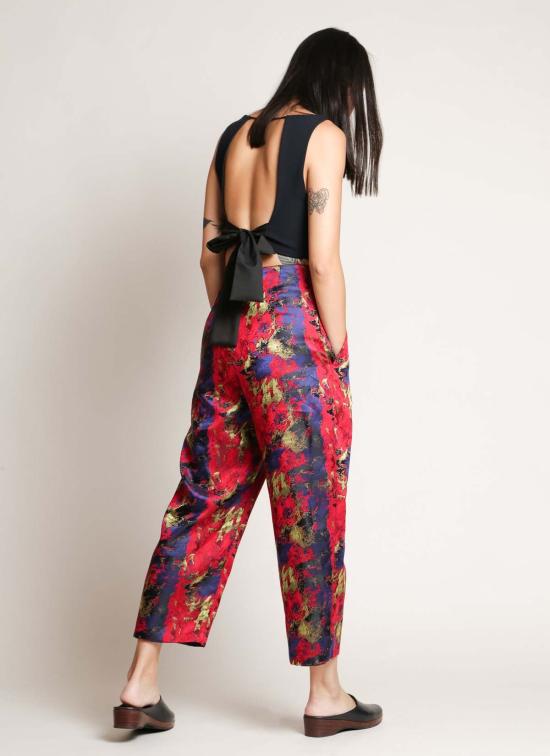  카렘 브라 Kaarem La Lan 렛 오픈백 탑 블랙 블루 - KAAREM