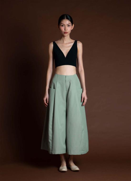  카렘 브라 Kaarem La Lan 렛 오픈백 탑 블랙 블루 - KAAREM