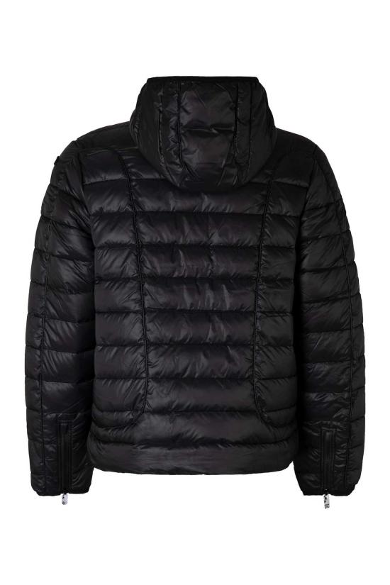  디젤 패딩 W 스톤 후드 테크노 패브릭 다운 재킷 블랙 - DIESEL