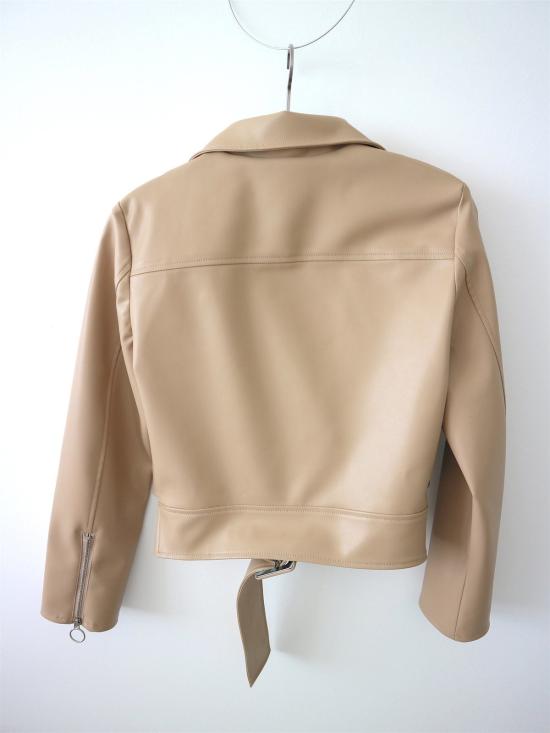  OUOR 가죽 자켓 저희 빅 벨트 인조 가죽 재킷 베이지색 - OTHER BRANDS