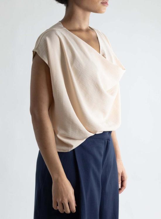  메그 블라우스 카울 탑 오트밀 - MEG