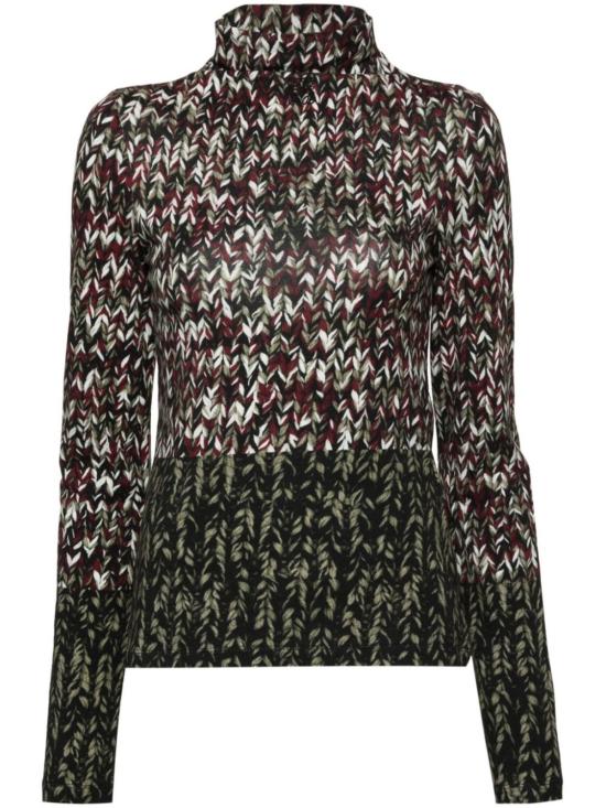  로에베 긴팔 티셔츠 코튼  탑 그린