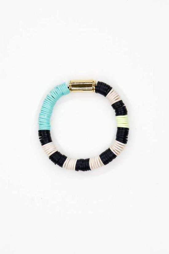  줄리 테브노 바디 주얼리 줄리 테베노 청키 이시안드 스트라이프 브레이슬릿 블루/크림/블랙