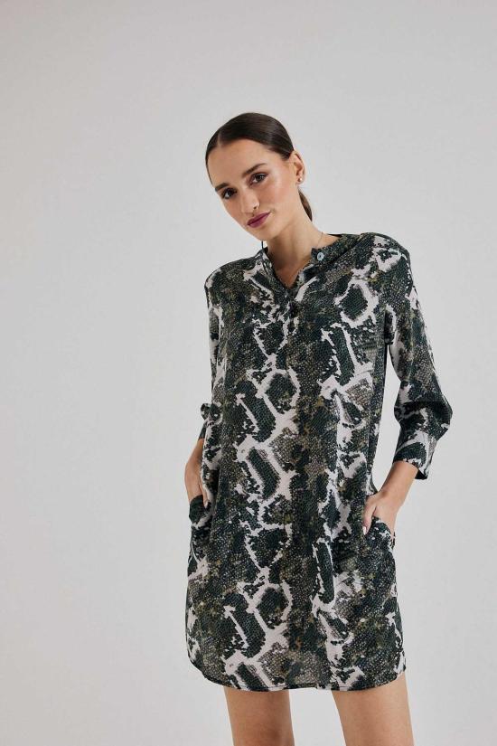  Lindsay Nicholas New York 숏 원피스 린지 니콜라스 뉴욕 올리브 파이톤 실크 셔츠 드레스 - OTHER BRANDS