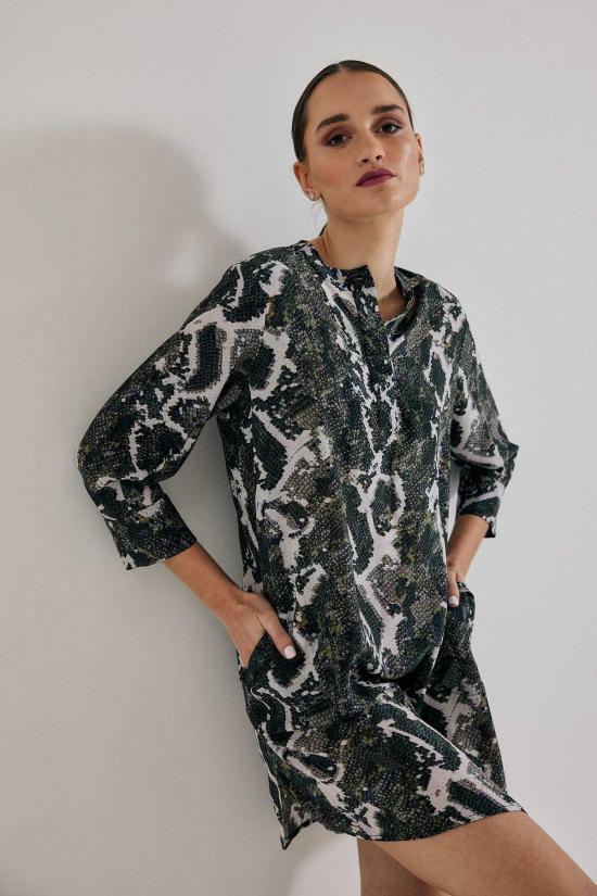  Lindsay Nicholas New York 숏 원피스 린지 니콜라스 뉴욕 올리브 파이톤 실크 셔츠 드레스 - OTHER BRANDS