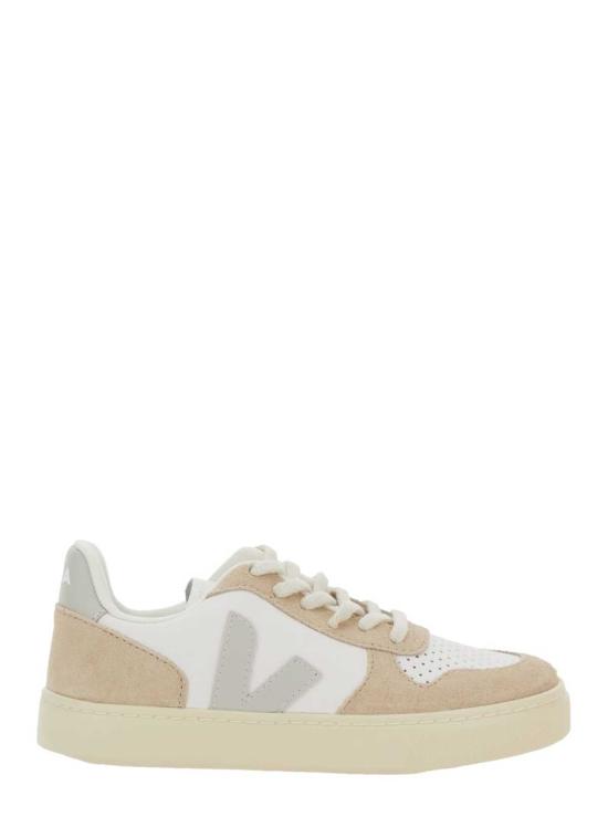  [키즈] 베자 스니커즈 Veja 아동용 로우탑 스니커즈 (로고 패치 및 대비되는 색상의 힐 포함) 화이트