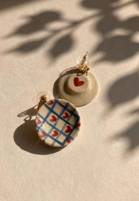  이키비 이어링 체크 유어 하트  오프 화이트