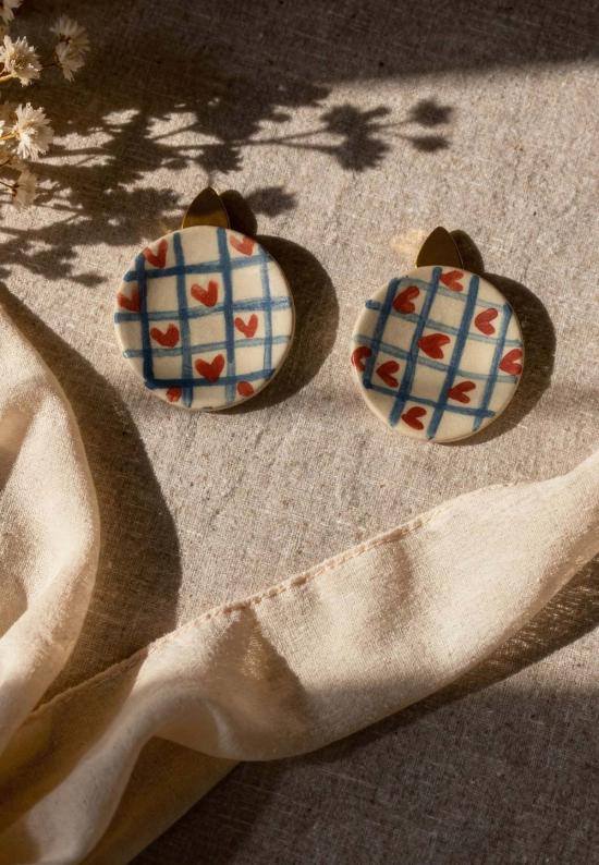  이키비 이어링 체크 유어 하트  오프 화이트 - IKKIVI