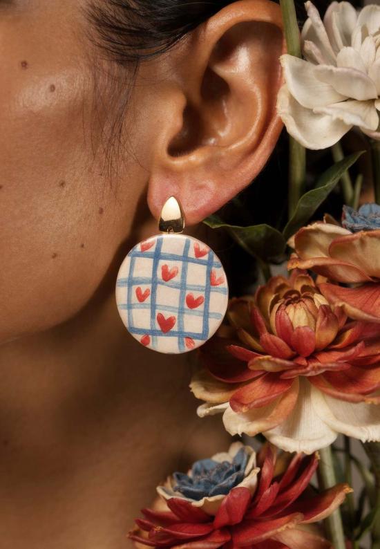  이키비 이어링 체크 유어 하트  오프 화이트 - IKKIVI