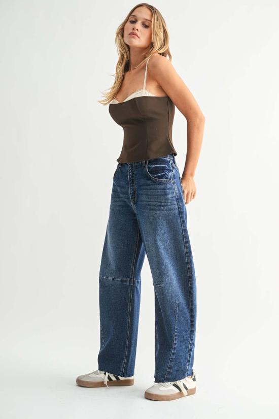  저스트 블랙 데님 데님 팬츠 더 시임드 배럴 진 미디엄 데님 - JUST BLACK DENIM