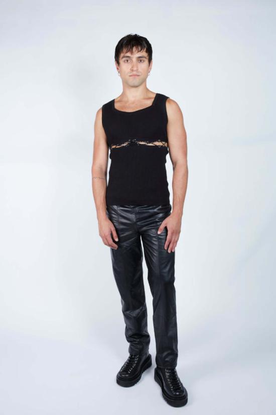  FANG NYC 민소매 티셔츠 팡 NYC 수평 파라코드 레이스업  블랙 - FANG NYC