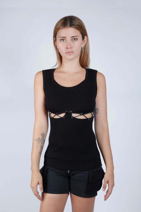  FANG NYC 민소매 티셔츠 팡 NYC 수평 파라코드 레이스업  블랙 - FANG NYC