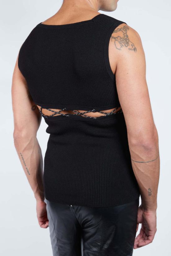  FANG NYC 민소매 티셔츠 팡 NYC 수평 파라코드 레이스업  블랙 - FANG NYC