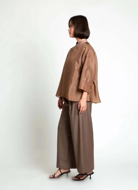  카렘 블라우스 베텔넛 긴팔 실크 오르간자 탑 - KAAREM