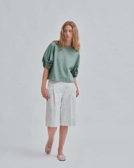  사야카 다비스 뉴욕 반팔 티셔츠 사야카 데이비스 뉴욕 트위스티드 슬리브 티셔츠 펀 - SAYAKA DAVIS NEW YORK