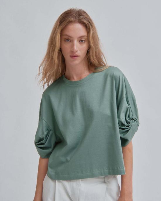  사야카 다비스 뉴욕 반팔 티셔츠 사야카 데이비스 뉴욕 트위스티드 슬리브 티셔츠 펀 - SAYAKA DAVIS NEW YORK