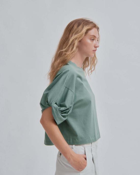  사야카 다비스 뉴욕 반팔 티셔츠 사야카 데이비스 뉴욕 트위스티드 슬리브 티셔츠 펀 - SAYAKA DAVIS NEW YORK